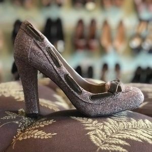 🆕Qupid fabric ribbon bow square toe pumps